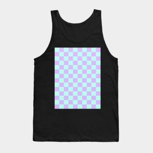 Purple and Mint Checkered Pattern Tank Top